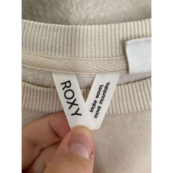 Roxy Womens 1990 Crewneck‎ Sweatshirt S Beige Palm Tree Graphic Cotton/polyester - Picture 3 of 8